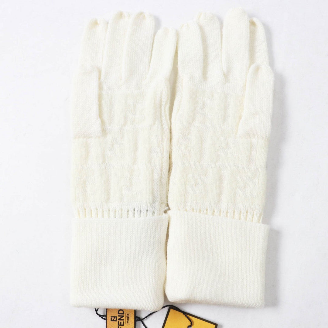 FENDI gloves 00018401 Main: 90% wool, Main: 8% nylon, Main: 2% polyurethane Ivory Women 42 Used Authentic