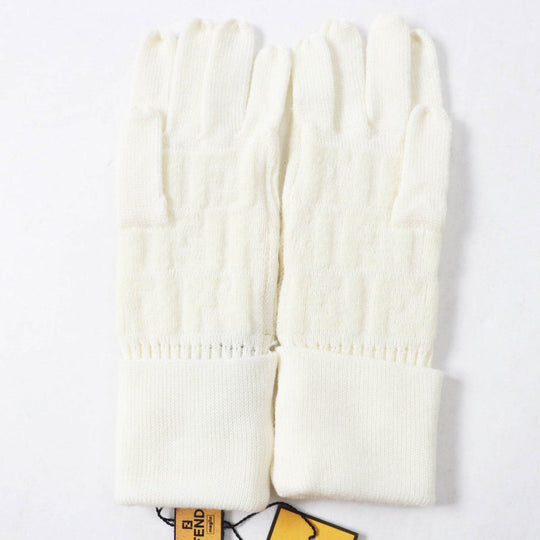 FENDI gloves 00018401 Main: 90% wool, Main: 8% nylon, Main: 2% polyurethane Ivory Women 42 Used Authentic