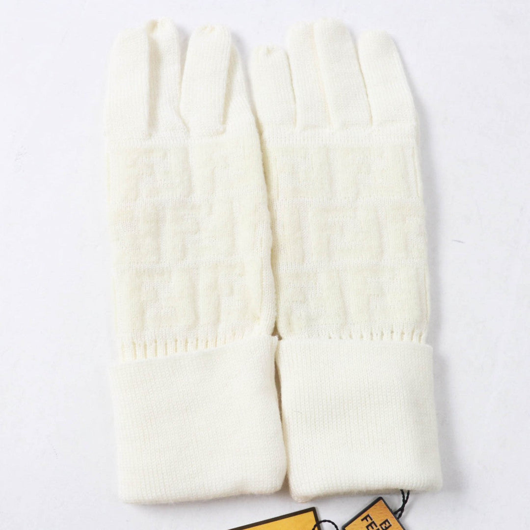FENDI gloves 00018401 Main: 90% wool, Main: 8% nylon, Main: 2% polyurethane Ivory Women 42 Used Authentic