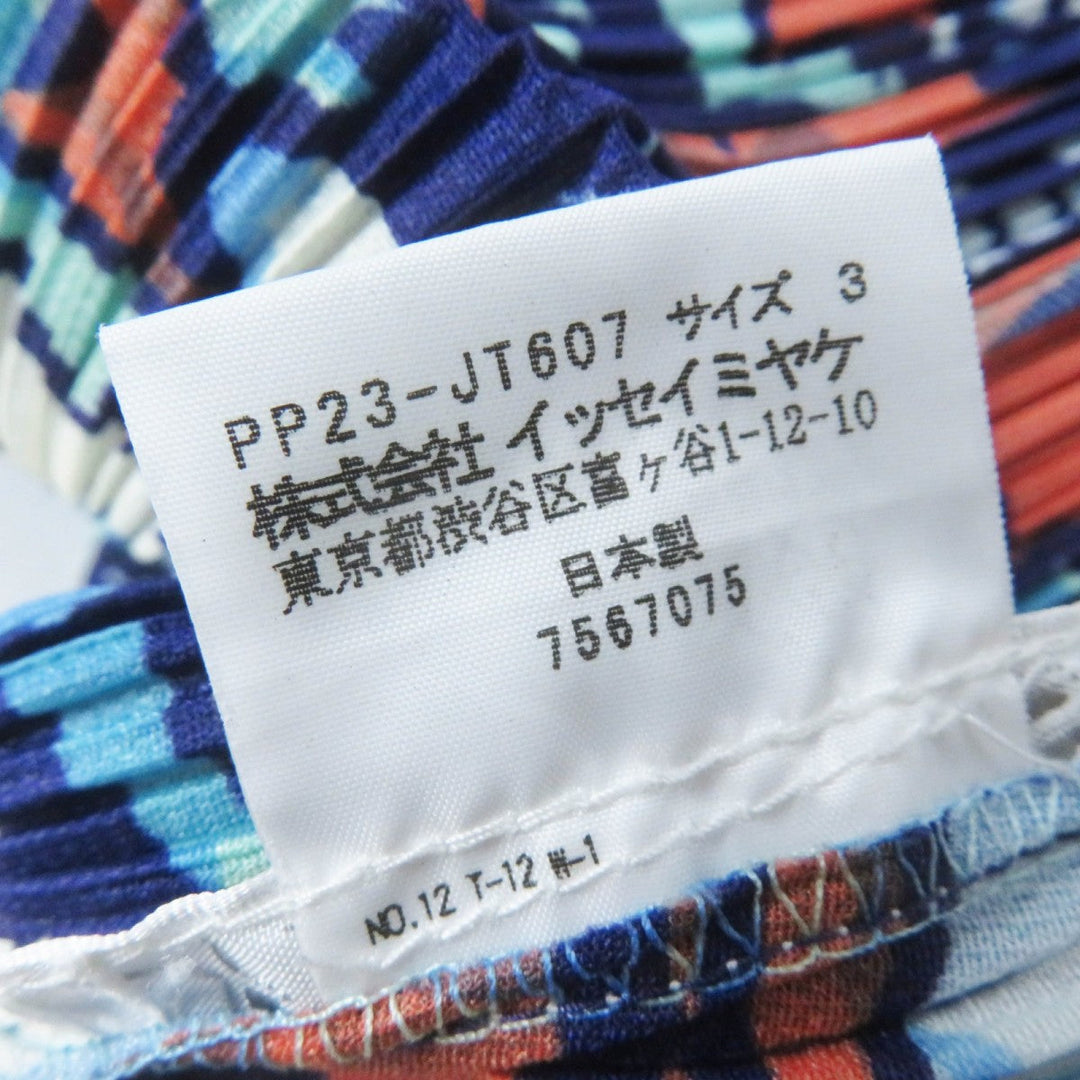 PLEATS PLEASE one piece PP23-JT607 Main: 100% polyester Multi World Map Ocean Women 3 Used Authentic