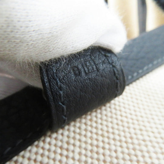 HERMES Shoulder Bag Main: Toile H, Part: Leather Navy Natural Sac de Transport Pourcienne Dog Carrier Women Used Authentic