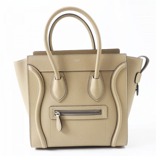 CELINE Handbag 18979 Main: Drummed calfskin yellow Luggage micro shopper Women Used Authentic