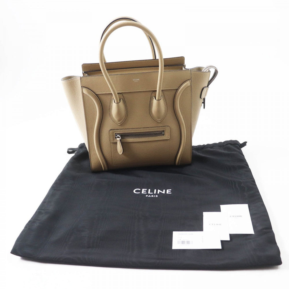 CELINE Handbag 18979 Main: Drummed calfskin yellow Luggage micro shopper Women Used Authentic