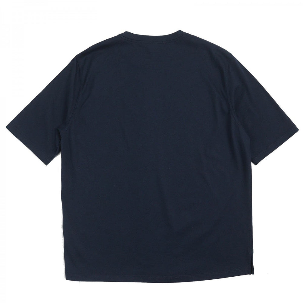 HERMES Short sleeve T-shirt Main: 100% cotton, Leather part: Sheepskin Navy Puzzle Eskettle mens M Used Authentic