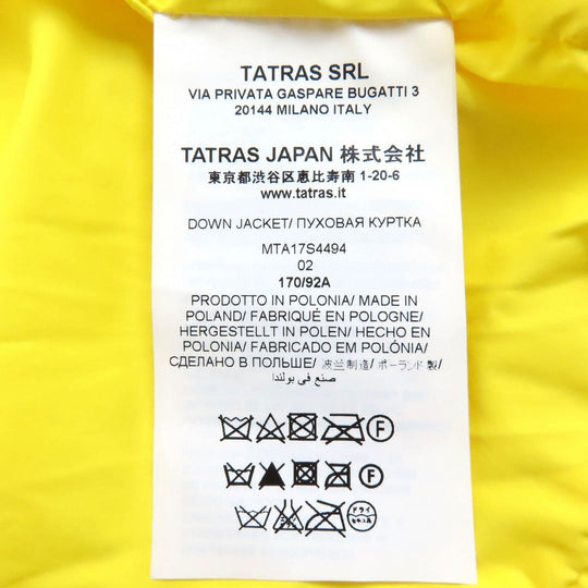 TATRAS Down jacket MTA17S4494 Outer: 100% nylon, Filling: 90% down, Filling: 10% feather, Lining: 100% nylon yellow BRACCI mens 2 Used Authentic