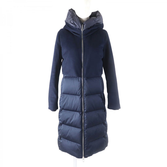 DUNO down coat Outer: 100% polyester, Part: 42% wool, Part: 40% rayon, Part: 18% polyester, Lining: 100% nylon Navy CESILE PRATO Women 40 Used Authentic