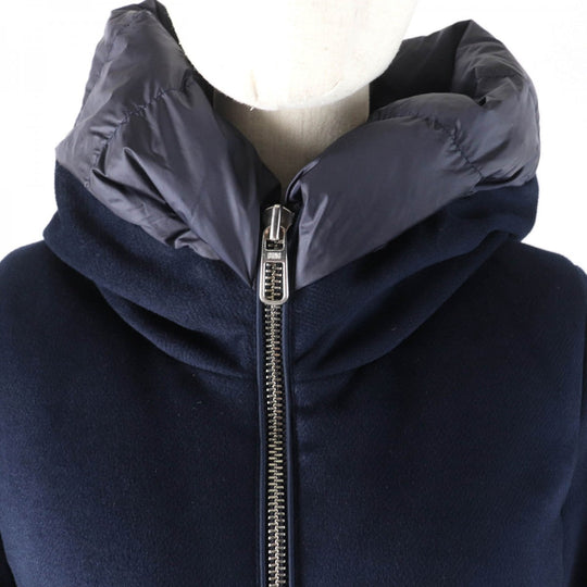 DUNO down coat Outer: 100% polyester, Part: 42% wool, Part: 40% rayon, Part: 18% polyester, Lining: 100% nylon Navy CESILE PRATO Women 40 Used Authentic