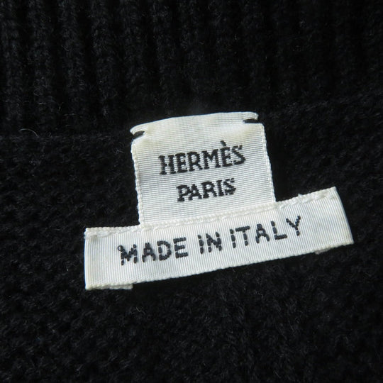 HERMES knit Main: 100% wool black Women 38 Used Authentic