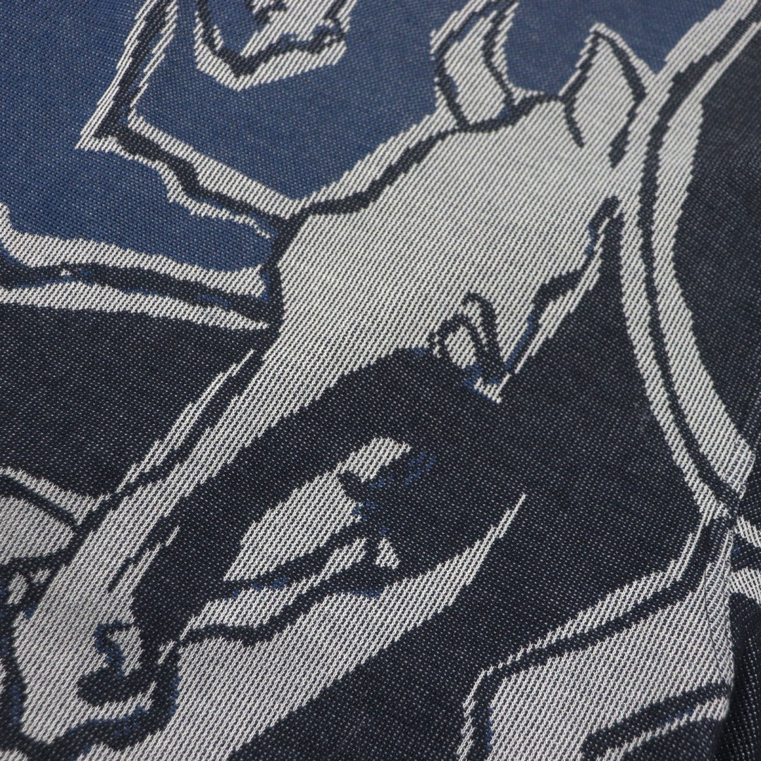 HERMES Short sleeve T-shirt Main: 100% cotton Navy Dance of Horses Light mens S Used Authentic