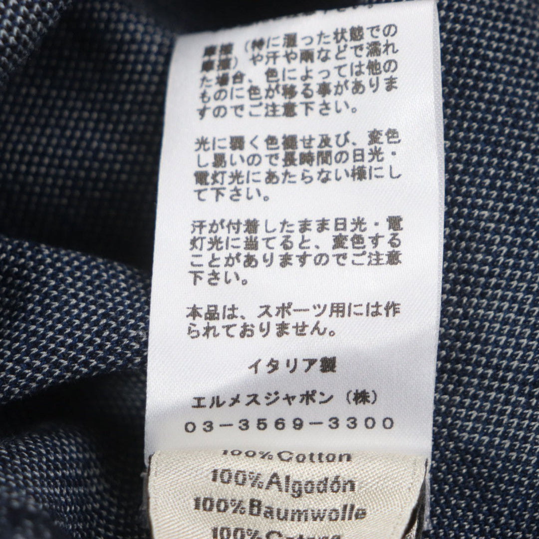 HERMES Short sleeve T-shirt Main: 100% cotton Navy Dance of Horses Light mens S Used Authentic