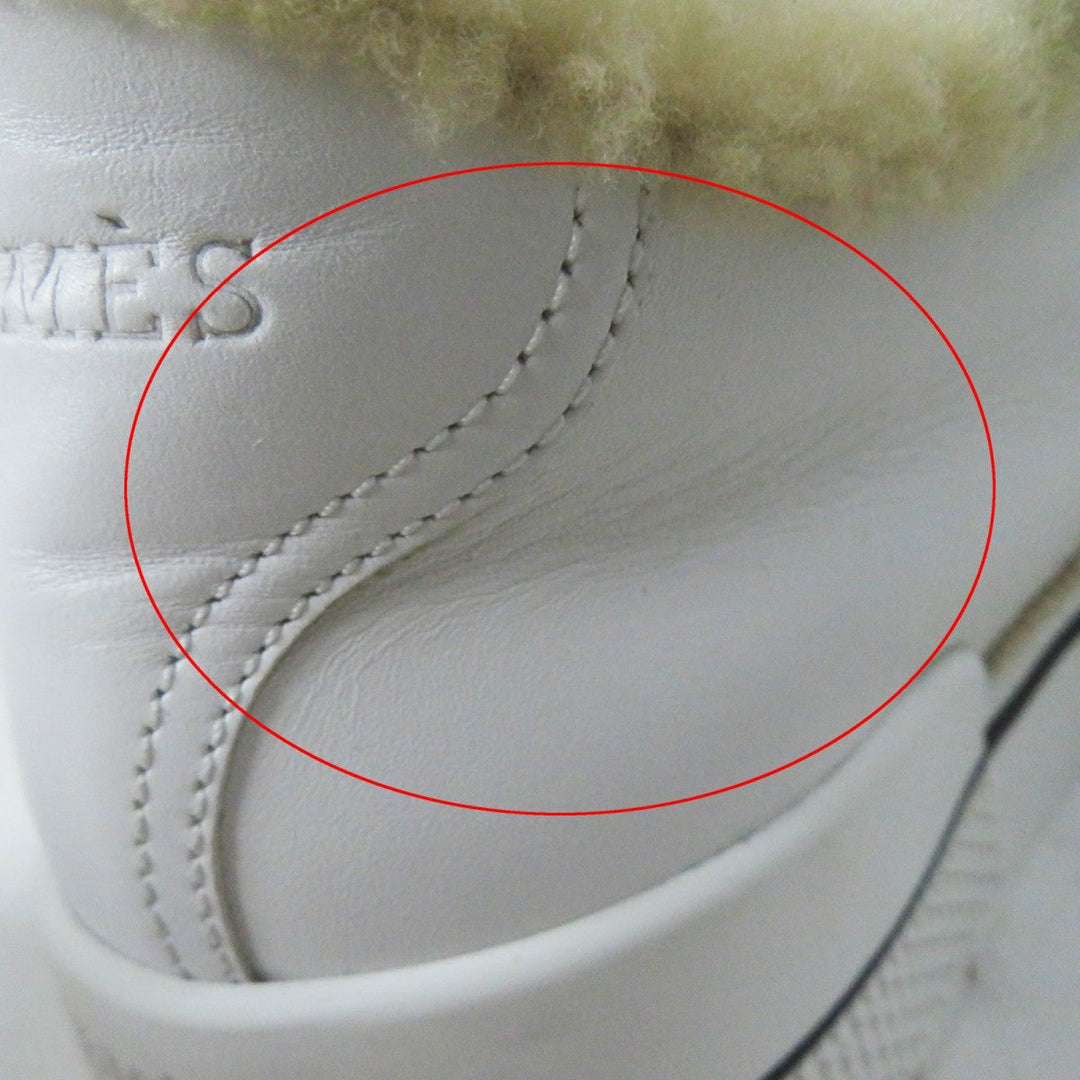 HERMES sneakers leather White beige Dare Sneaker 38