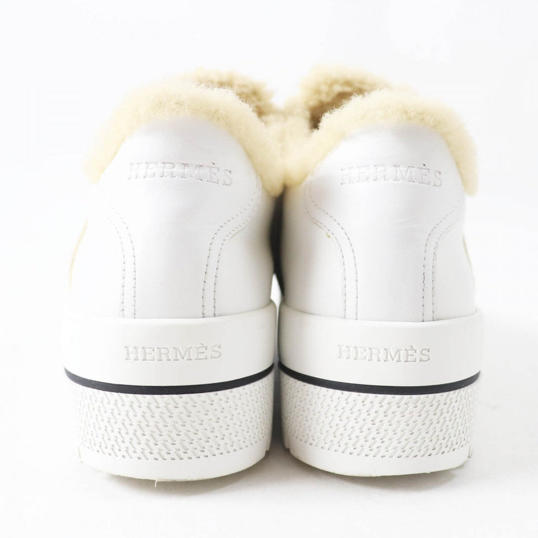 HERMES sneakers leather White beige Dare Sneaker 38