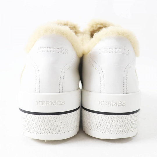HERMES sneakers leather White beige Dare Sneaker 38