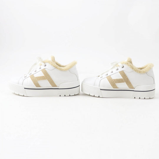 HERMES sneakers leather White beige Dare Sneaker 38