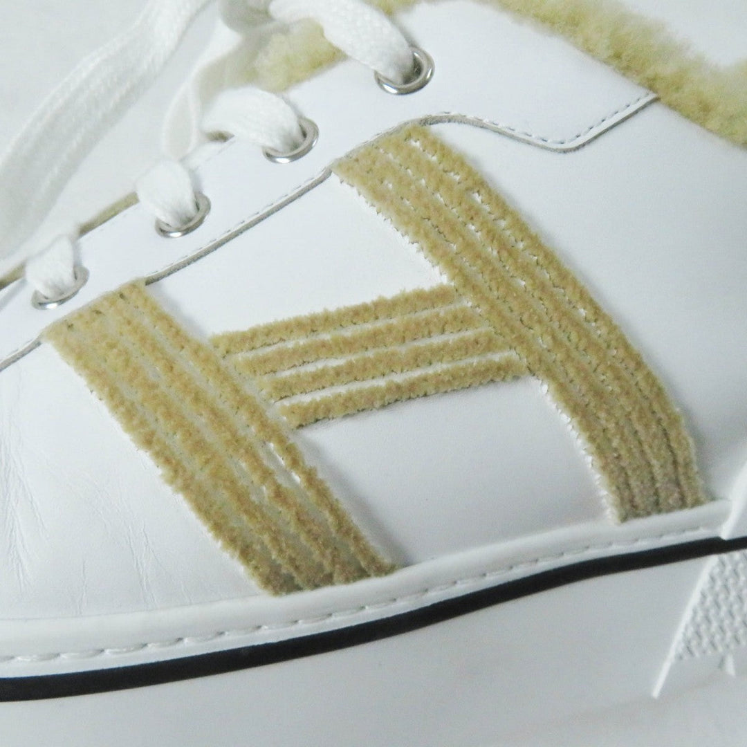 HERMES sneakers leather White beige Dare Sneaker 38