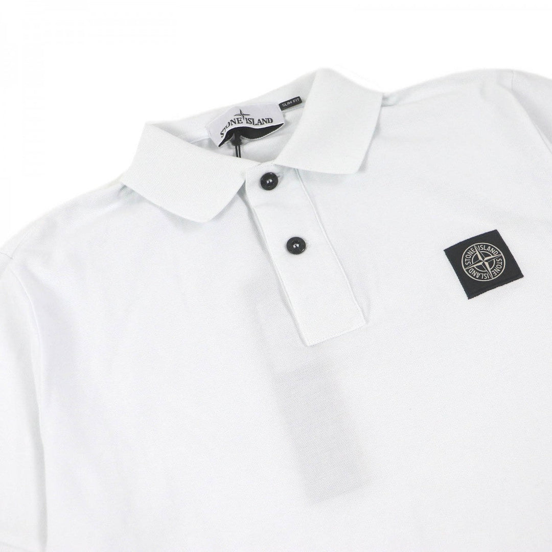 STONE ISLAND Short sleeve polo shirt 80152SC17 Main: 95% cotton, Main: 5% polyurethane white mens S Used Authentic