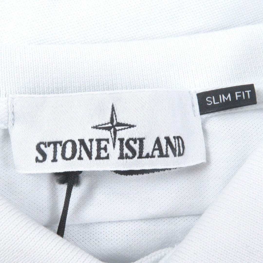 STONE ISLAND Short sleeve polo shirt 80152SC17 Main: 95% cotton, Main: 5% polyurethane white mens S Used Authentic