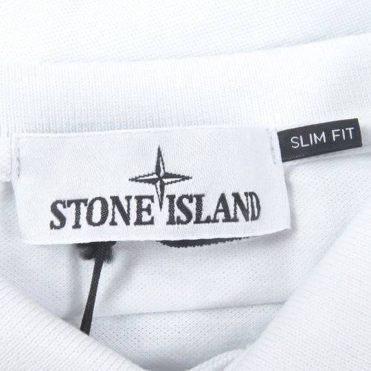 STONE ISLAND Short sleeve polo shirt 80152SC17 Main: 95% cotton, Main: 5% polyurethane white mens S Used Authentic