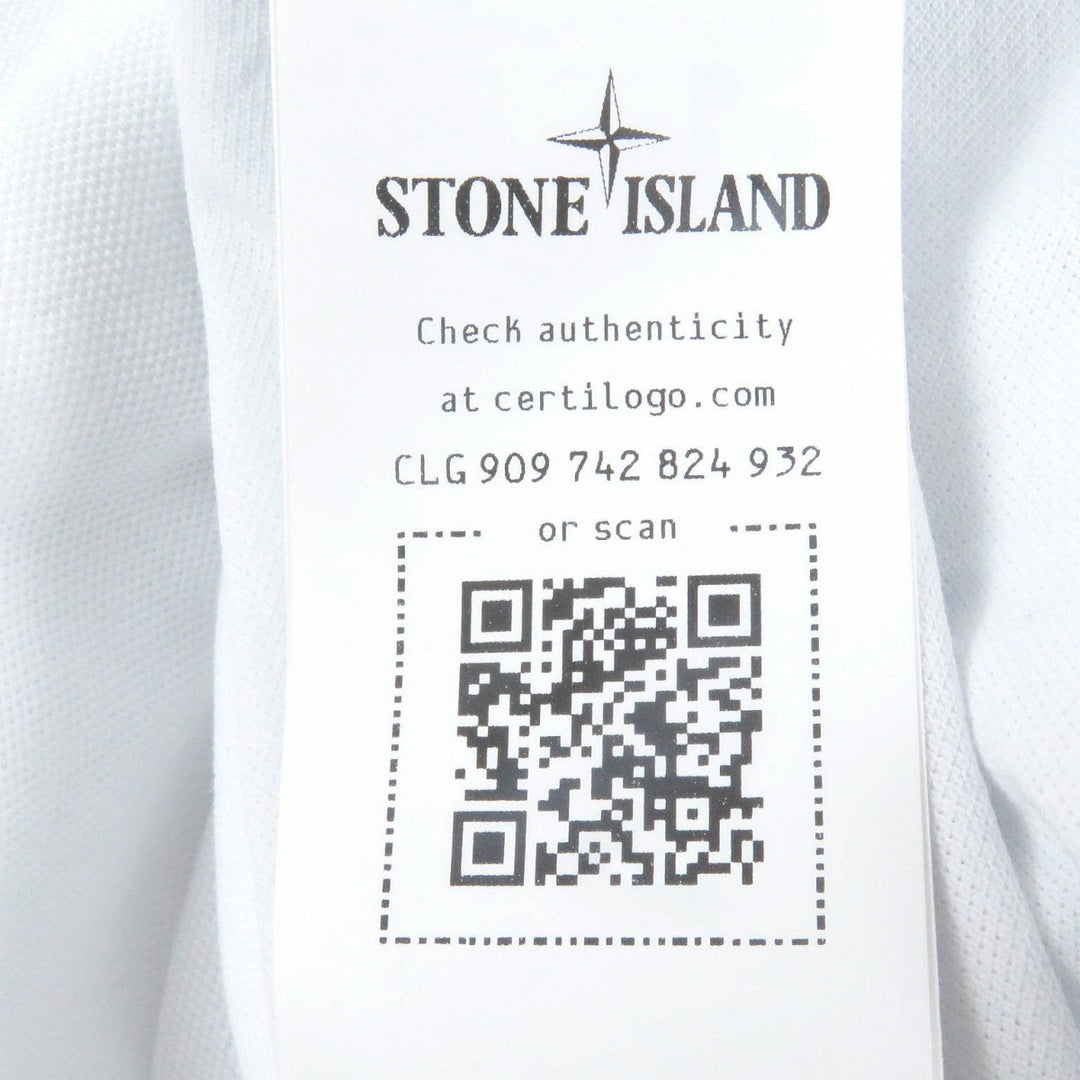 STONE ISLAND Short sleeve polo shirt 80152SC17 Main: 95% cotton, Main: 5% polyurethane white mens S Used Authentic