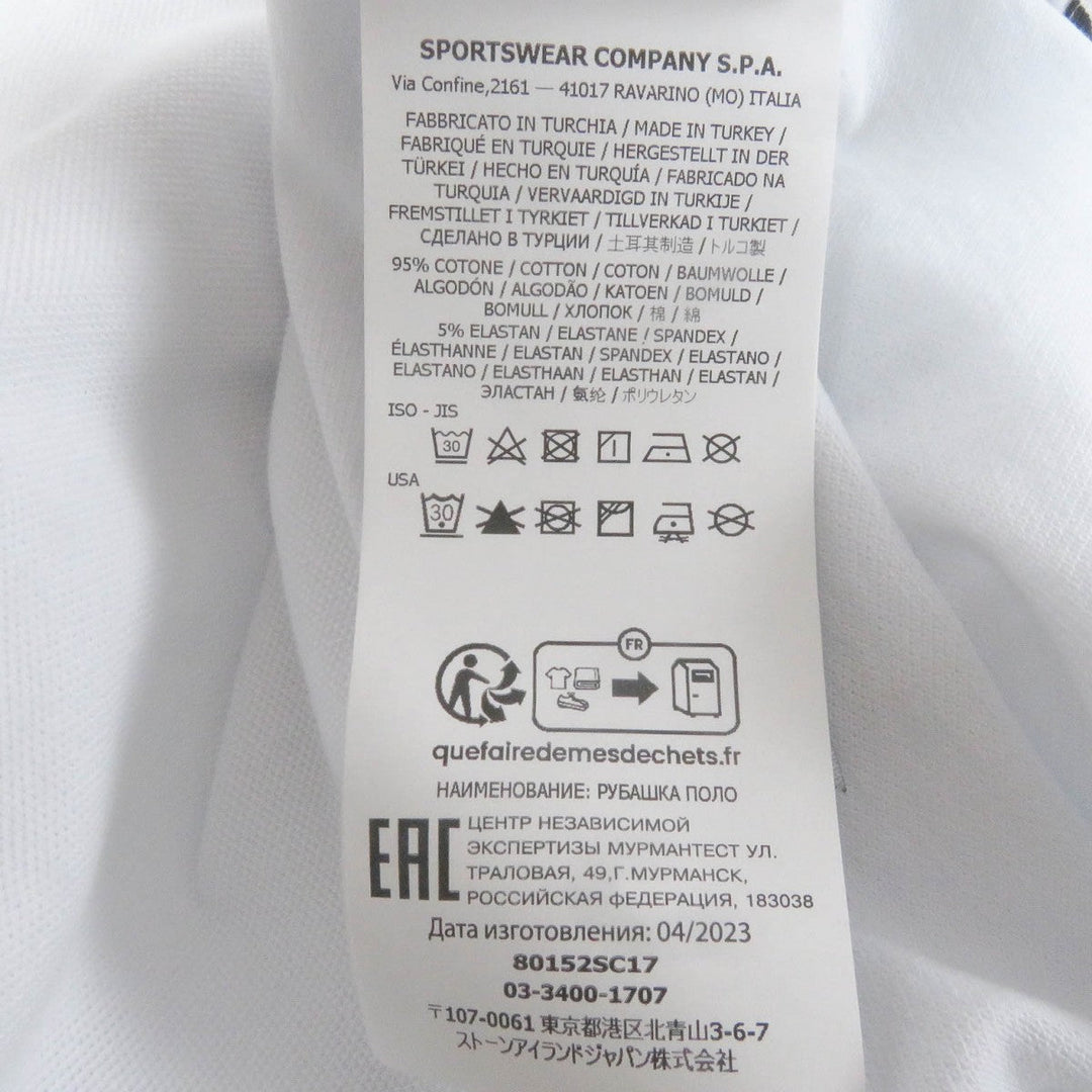 STONE ISLAND Short sleeve polo shirt 80152SC17 Main: 95% cotton, Main: 5% polyurethane white mens S Used Authentic