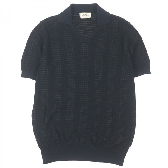 HERMES Short sleeve polo shirt cotton black L