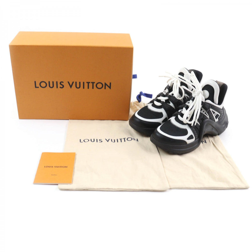 LOUIS VUITTON High cut sneakers Leather, Technical Fabric Black White arc light line Women 35 1/2 Used Authentic
