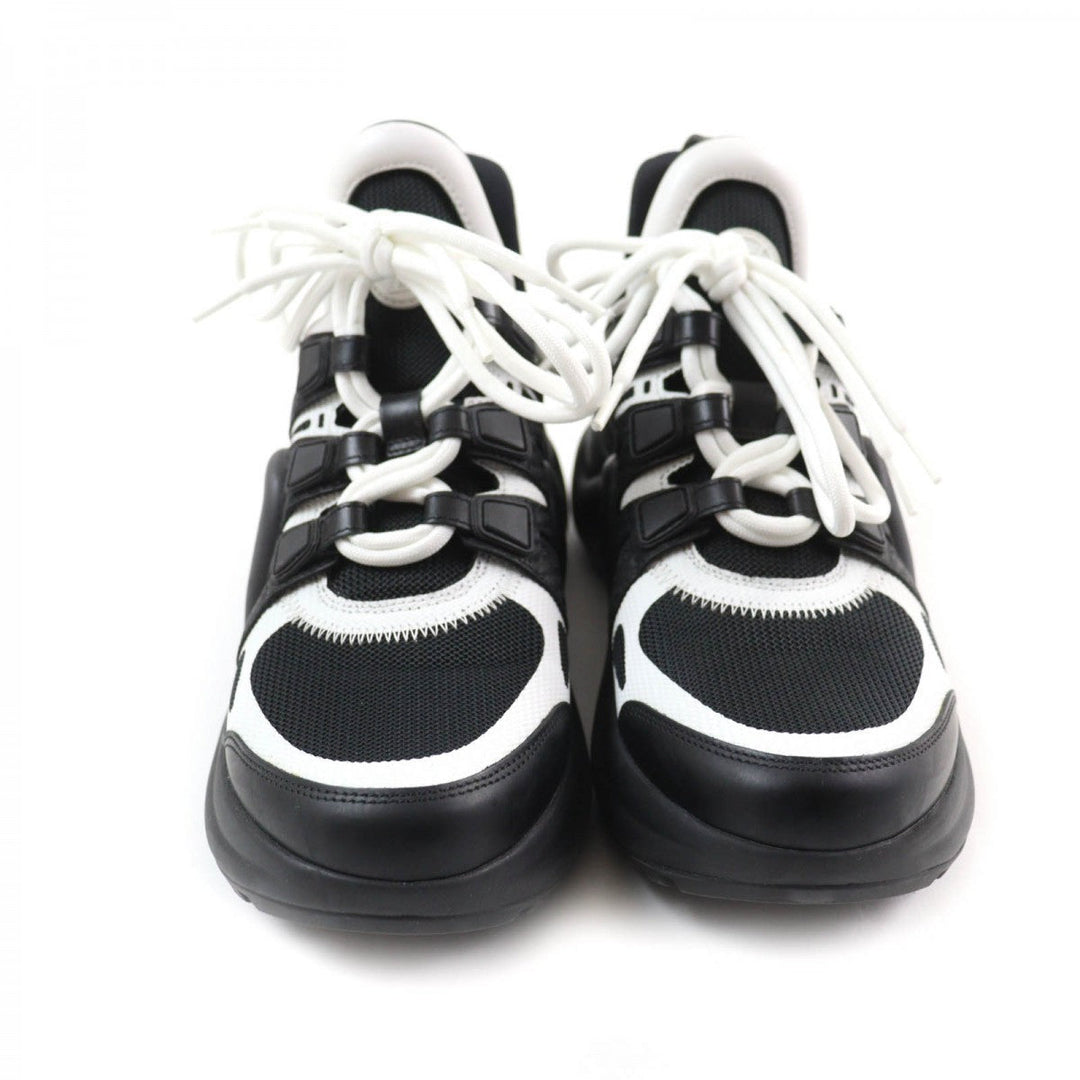 LOUIS VUITTON High cut sneakers Leather, Technical Fabric Black White arc light line Women 35 1/2 Used Authentic