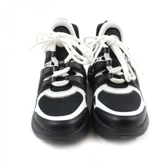 LOUIS VUITTON High cut sneakers Leather, Technical Fabric Black White arc light line Women 35 1/2 Used Authentic