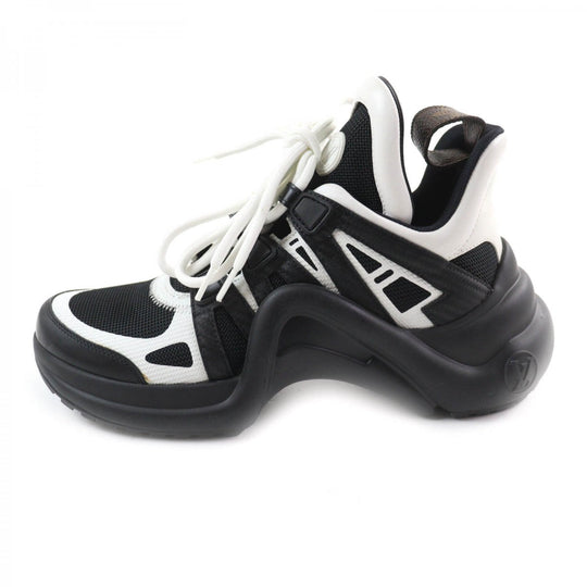 LOUIS VUITTON High cut sneakers Leather, Technical Fabric Black White arc light line Women 35 1/2 Used Authentic