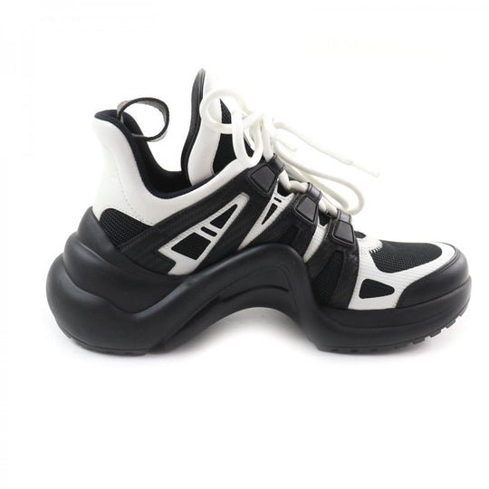 LOUIS VUITTON High cut sneakers Leather, Technical Fabric Black White arc light line Women 35 1/2 Used Authentic