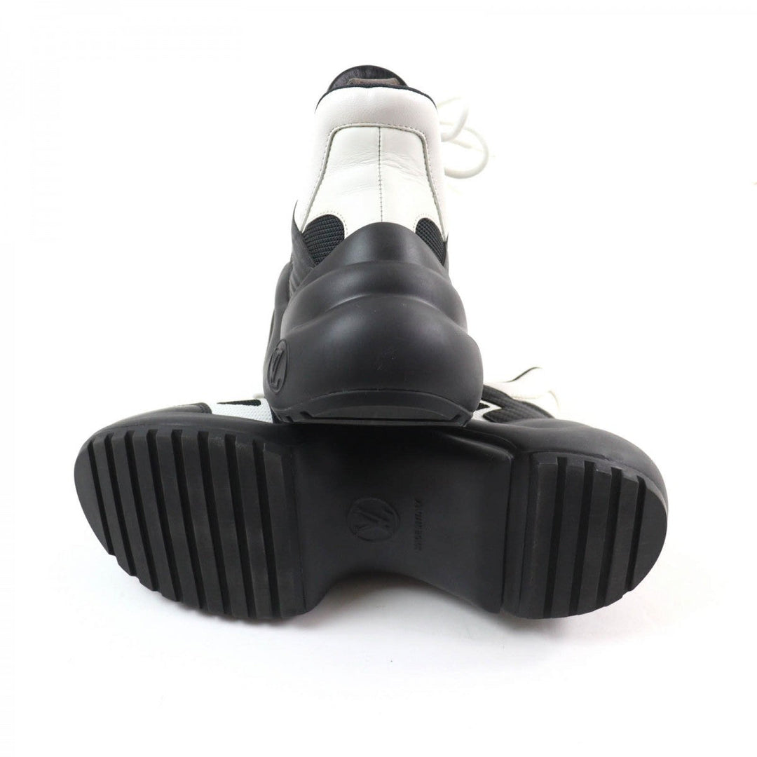 LOUIS VUITTON High cut sneakers Leather, Technical Fabric Black White arc light line Women 35 1/2 Used Authentic