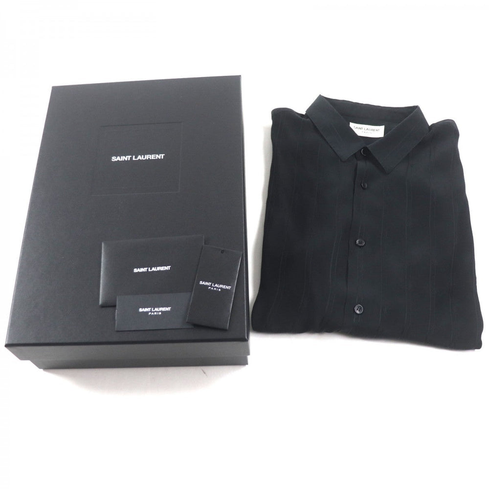 SAINT LAURENT PARIS Short sleeve shirt 601070 Main: 100% silk black mens 39 Used Authentic