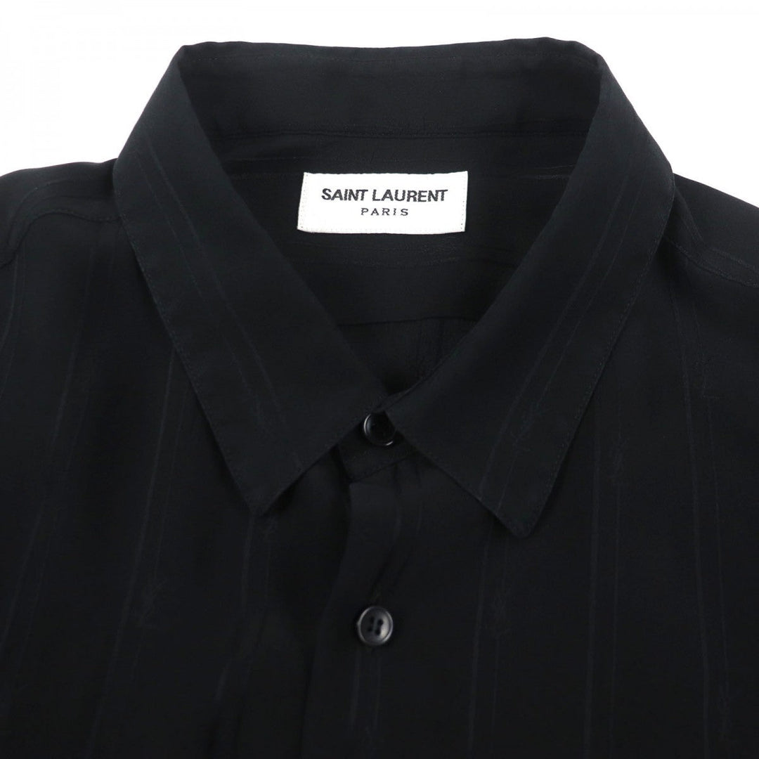 SAINT LAURENT PARIS Short sleeve shirt 601070 Main: 100% silk black mens 39 Used Authentic