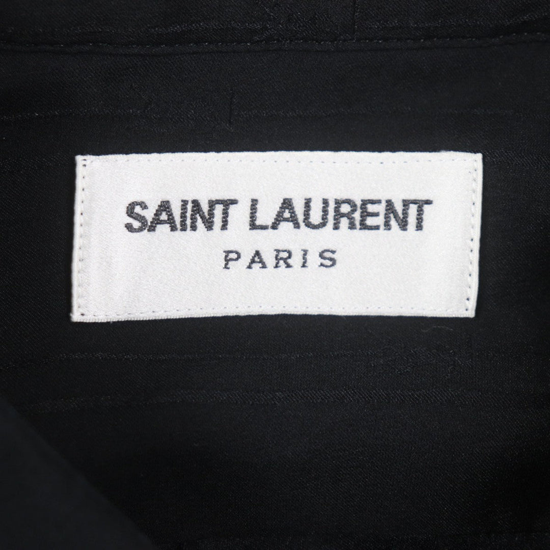 SAINT LAURENT PARIS Short sleeve shirt 601070 Main: 100% silk black mens 39 Used Authentic