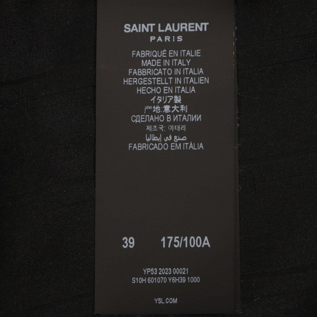 SAINT LAURENT PARIS Short sleeve shirt 601070 Main: 100% silk black mens 39 Used Authentic