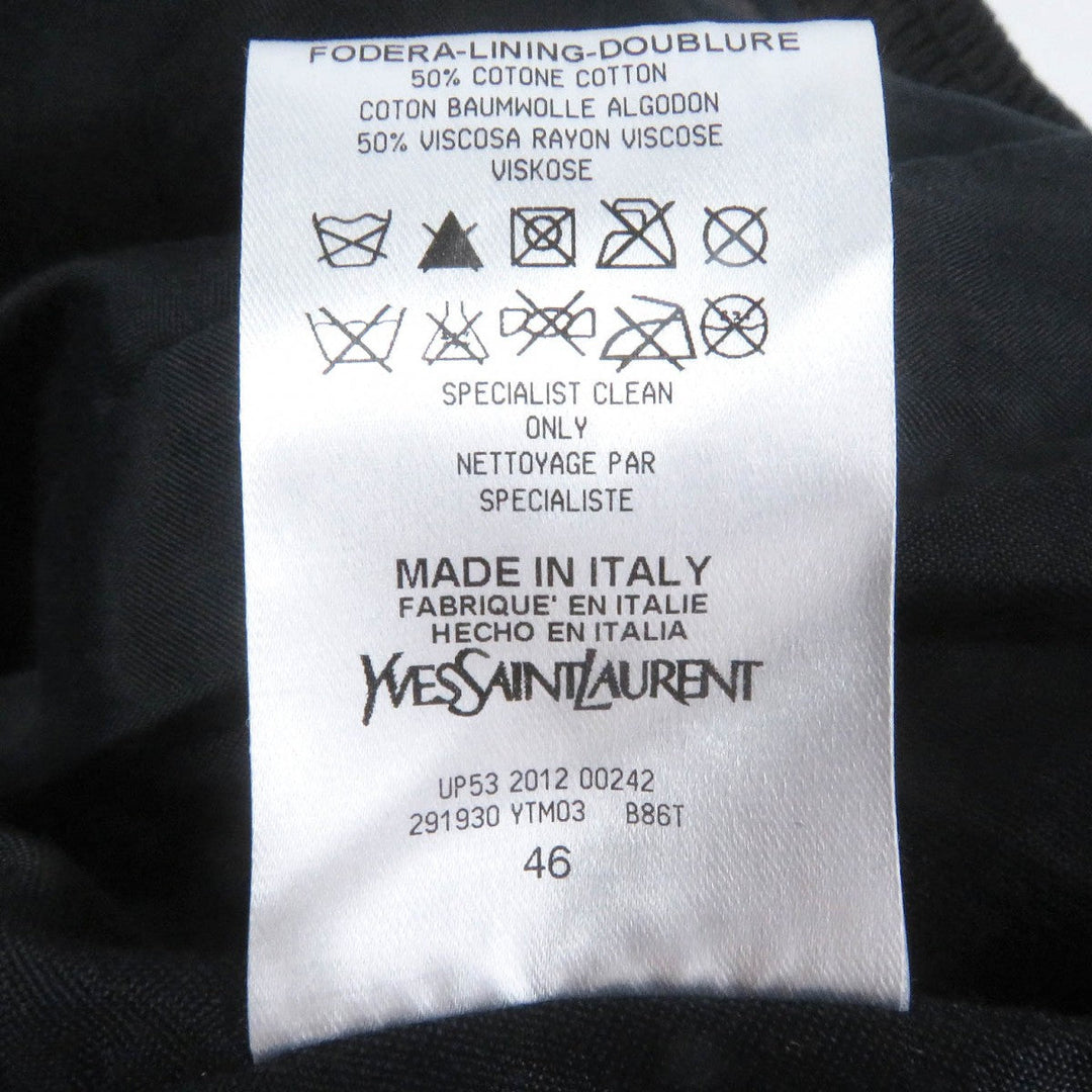 YVES SAINT LAURENT Vest 291930 Outer: 57% nylon, Outer: 43% polyester, Part: 100% wool, Lining: 50% cotton, Lining: 50% rayon charcoal mens 46 Used Authentic