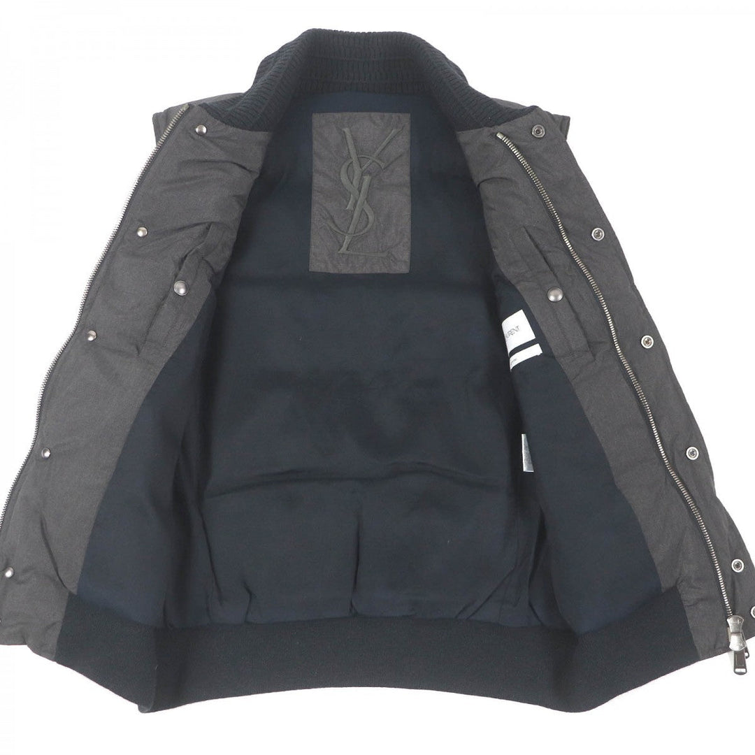 YVES SAINT LAURENT Vest 291930 Outer: 57% nylon, Outer: 43% polyester, Part: 100% wool, Lining: 50% cotton, Lining: 50% rayon charcoal mens 46 Used Authentic
