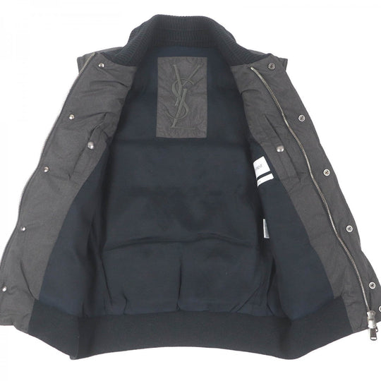YVES SAINT LAURENT Vest 291930 Outer: 57% nylon, Outer: 43% polyester, Part: 100% wool, Lining: 50% cotton, Lining: 50% rayon charcoal mens 46 Used Authentic