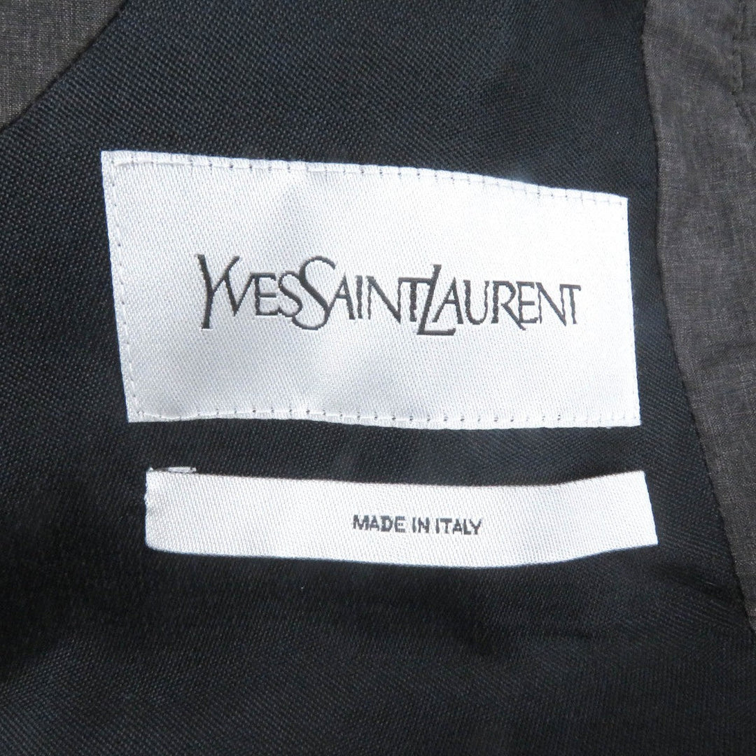 YVES SAINT LAURENT Vest 291930 Outer: 57% nylon, Outer: 43% polyester, Part: 100% wool, Lining: 50% cotton, Lining: 50% rayon charcoal mens 46 Used Authentic