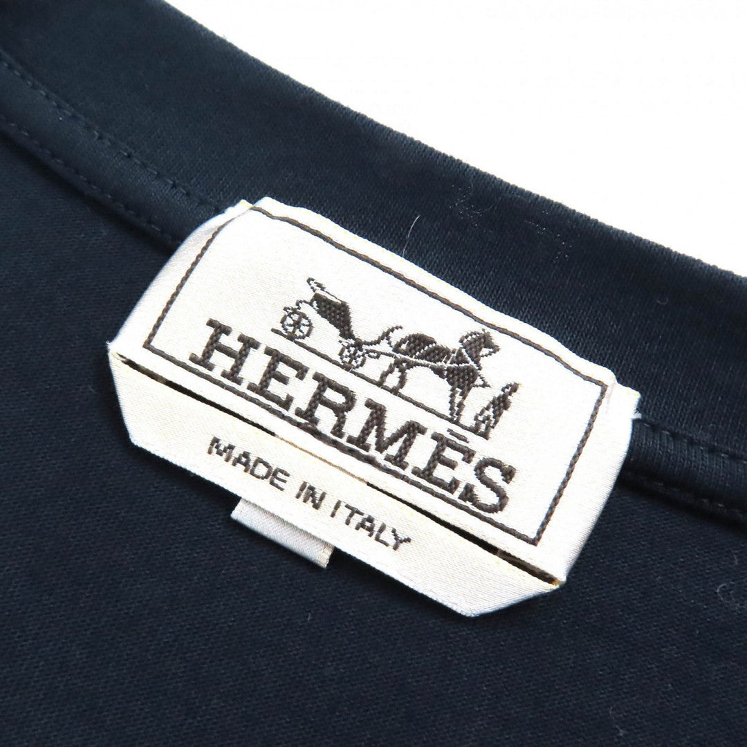 HERMES Short sleeve T-shirt Main: 100% cotton Navy Mega Chariot mens XS Used Authentic