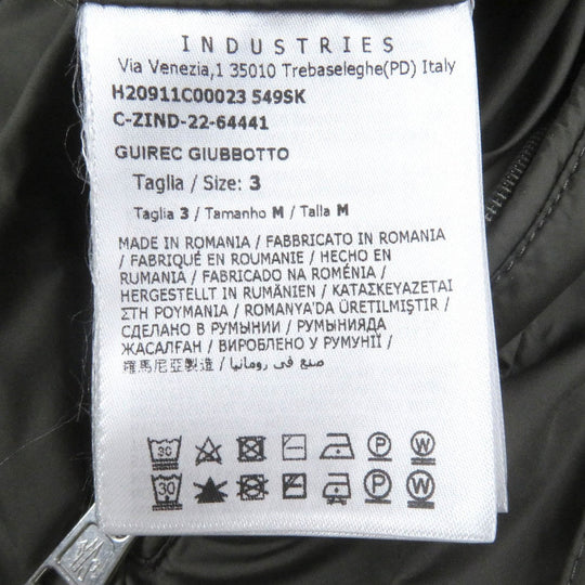 MONCLER Down jacket Main: 100% polyester, Part: 100% nylon, Filling: 90% down, Filling: 10% feather, Part: cowhide khaki GUIREC GIUBBOTTO mens 3 Used Authentic
