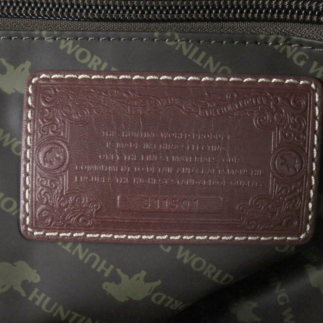 HUNTING WORLD Backpack Main: Canvas, Part: Leather Green brown mens Used Authentic