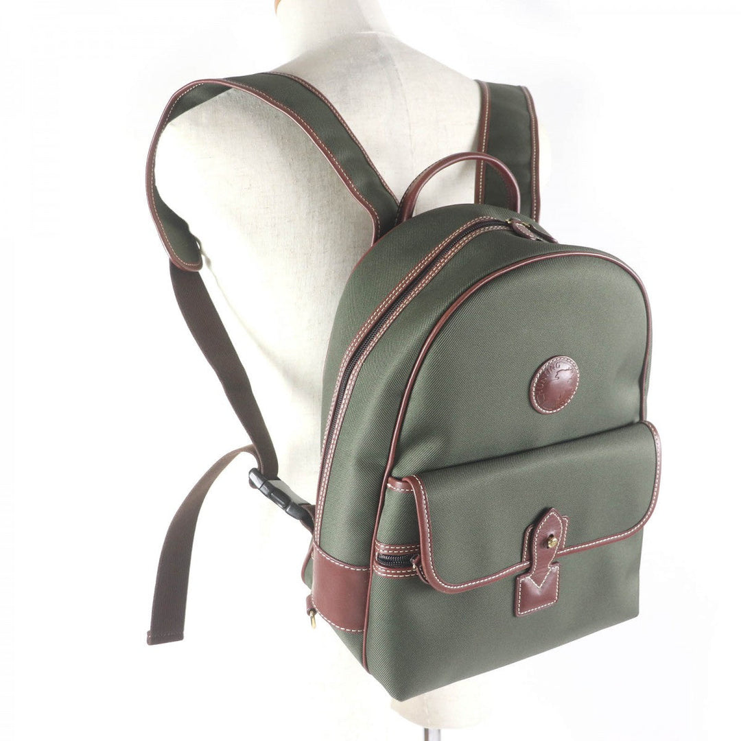 HUNTING WORLD Backpack Main: Canvas, Part: Leather Green brown mens Used Authentic