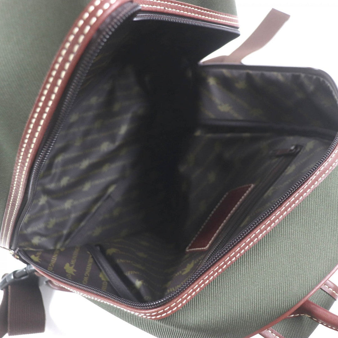 HUNTING WORLD Backpack Main: Canvas, Part: Leather Green brown mens Used Authentic