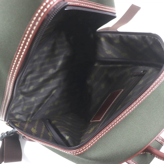 HUNTING WORLD Backpack Main: Canvas, Part: Leather Green brown mens Used Authentic