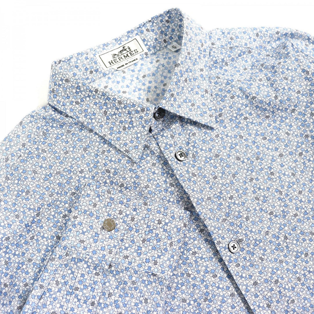 HERMES Long sleeve shirt cotton Blue type XS