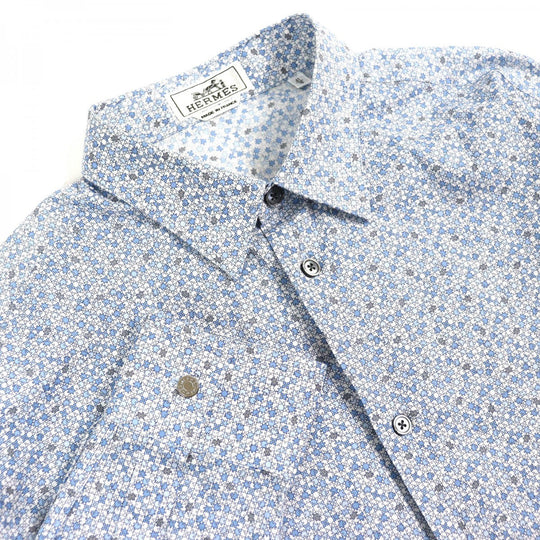 HERMES Long sleeve shirt cotton Blue type XS