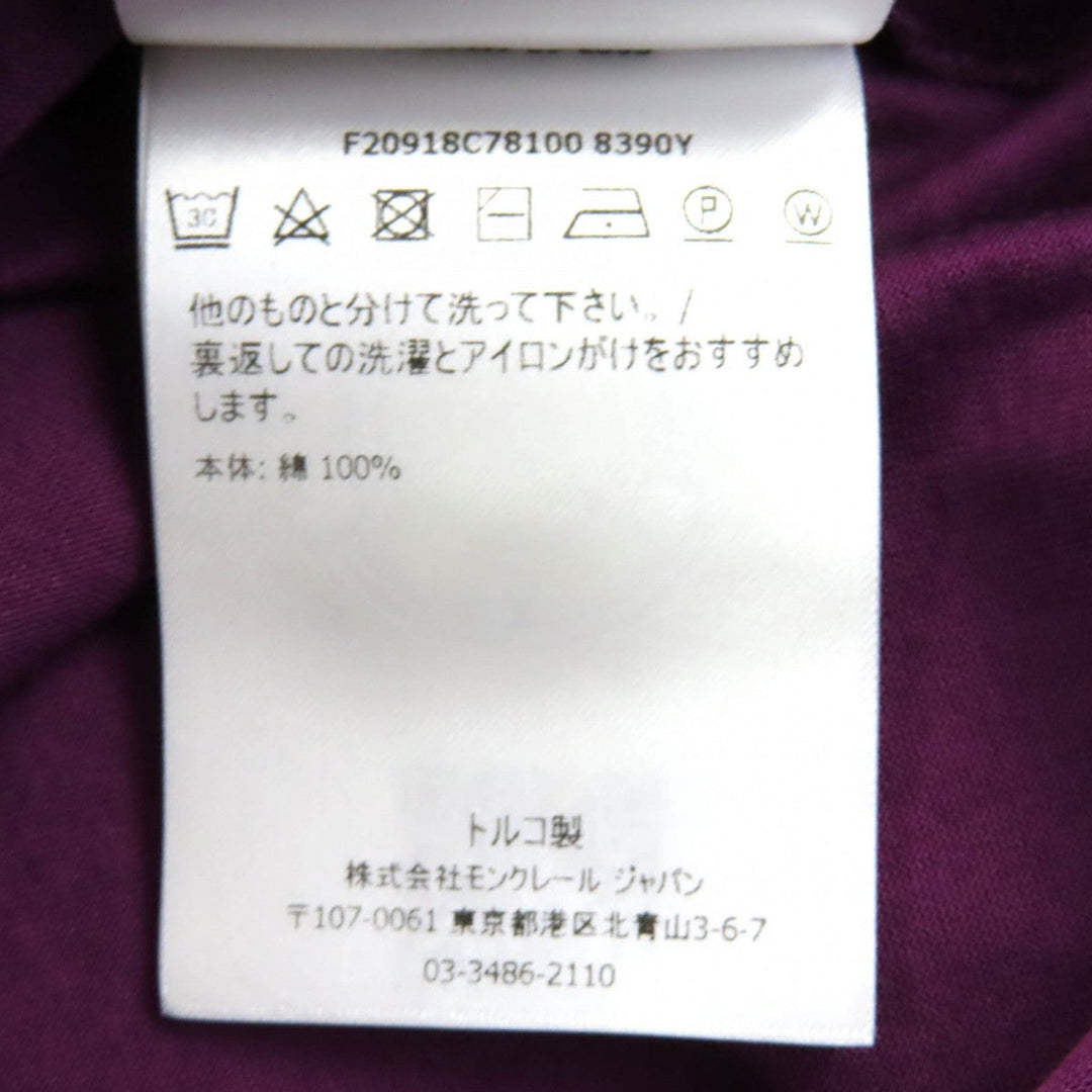 MONCLER Short sleeve T-shirt F20918C78100 Main: 100% cotton purple MAGLIA T-SHIRT mens M Used Authentic