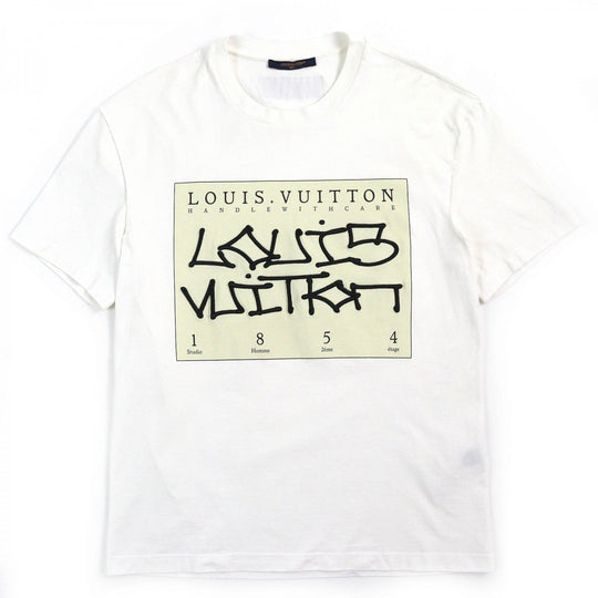LOUIS VUITTON Short sleeve T-shirt HNY75W Main: 100% cotton White Beige Black mens L Used Authentic