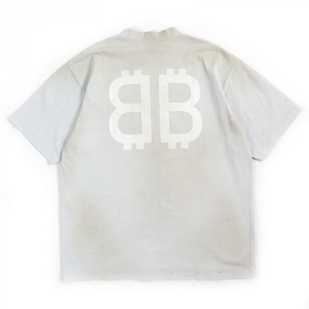 BALENCIAGA Short sleeve T-shirt 739784 cotton Light gray mens S Used Authentic